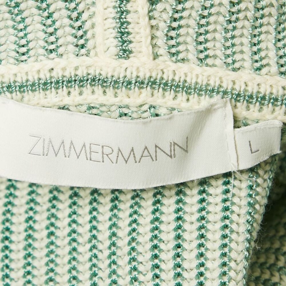 Zimmermann Green/white Acacia Stripe Knit Hooded Mini Dress L - Picture 5 of 7